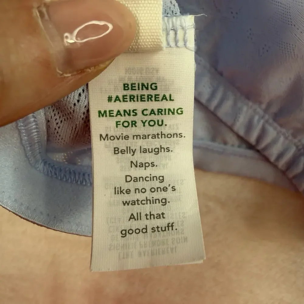 Smoothez By Aerie Sz XXL Lace Bra Top Bralette Baby Blue Comfort Smooth NEW - Picture 9 of 15